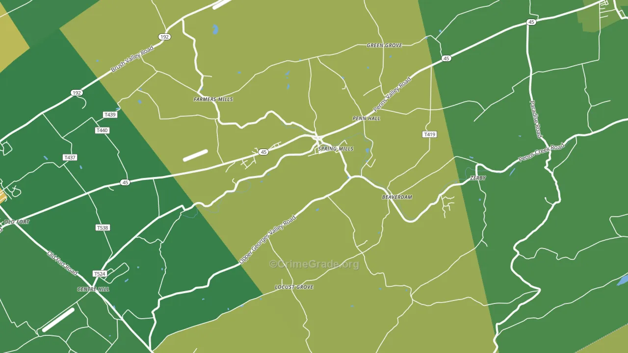16875, PA Map of Theft Rates