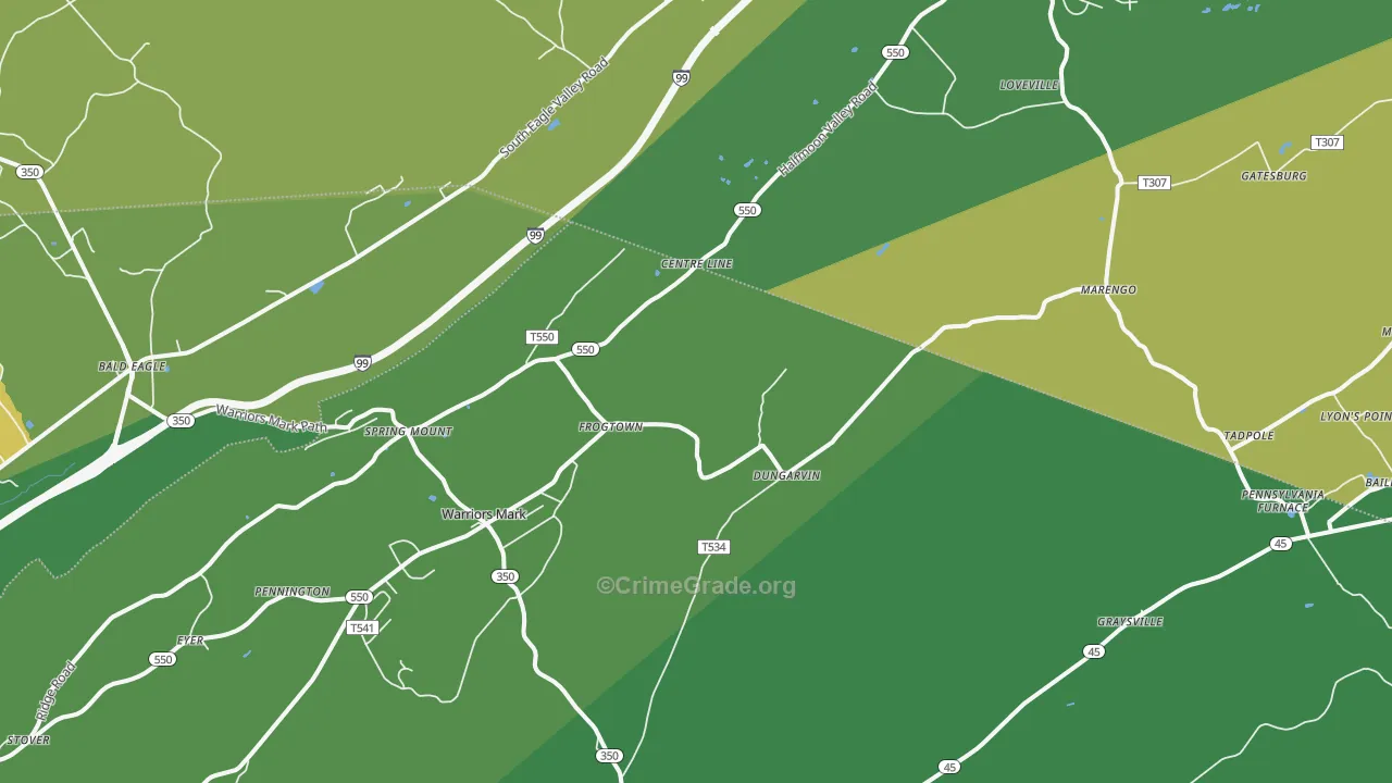 16877, PA Map of Theft Rates
