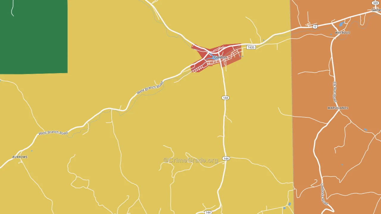 16922, PA Map of Theft Rates