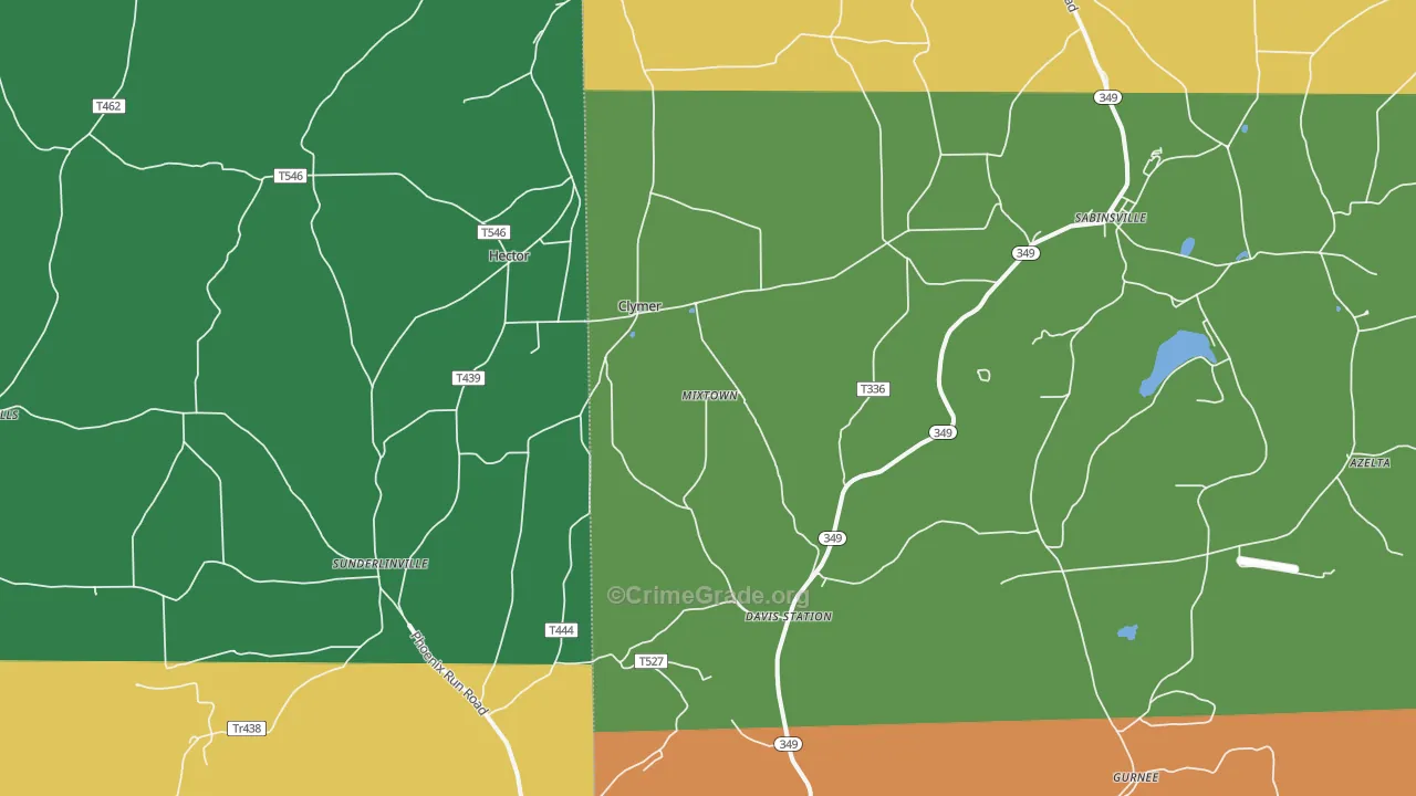 16943, PA Map of Theft Rates