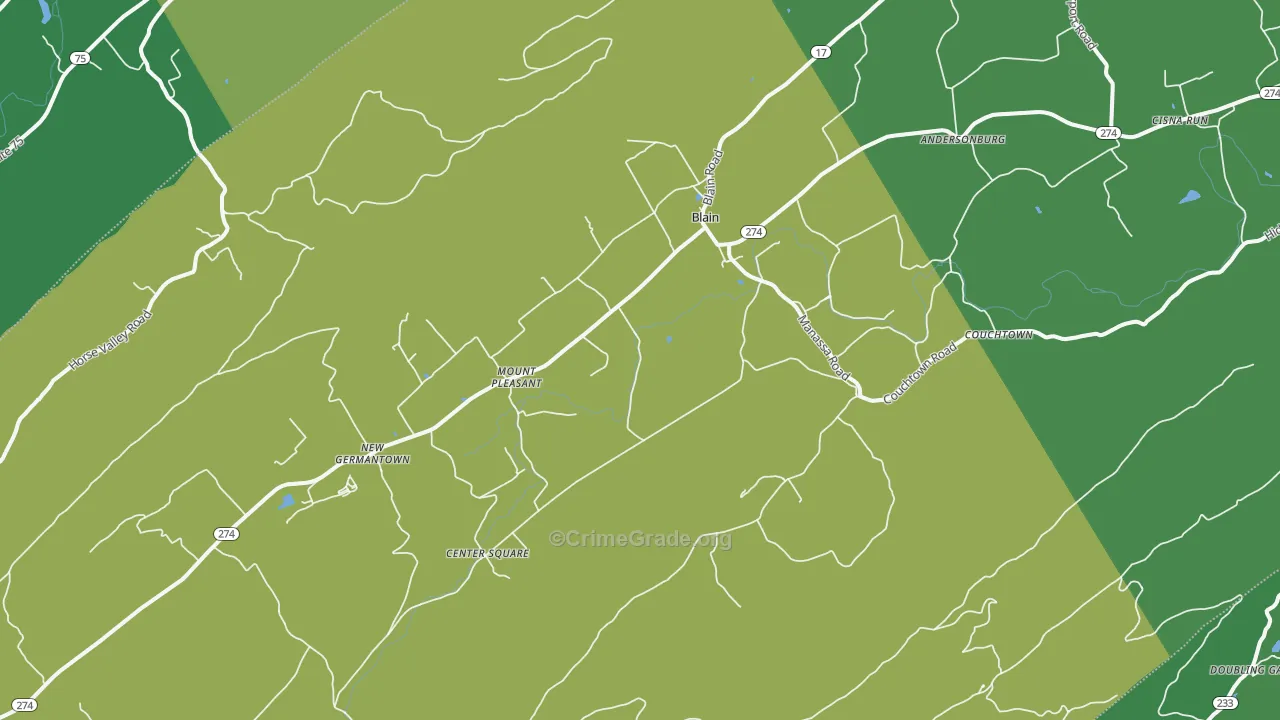 17006, PA Map of Theft Rates