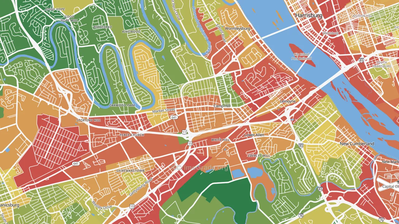 17011, PA Map of Theft Rates