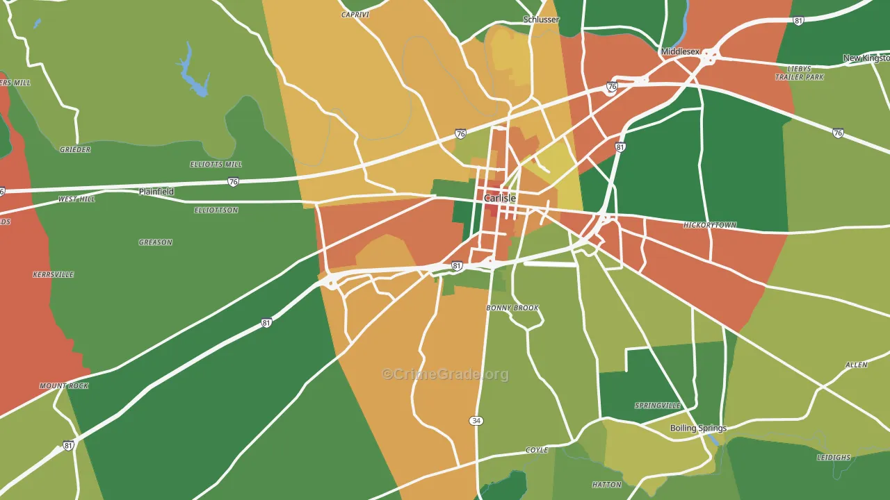 17015, PA Map of Theft Rates