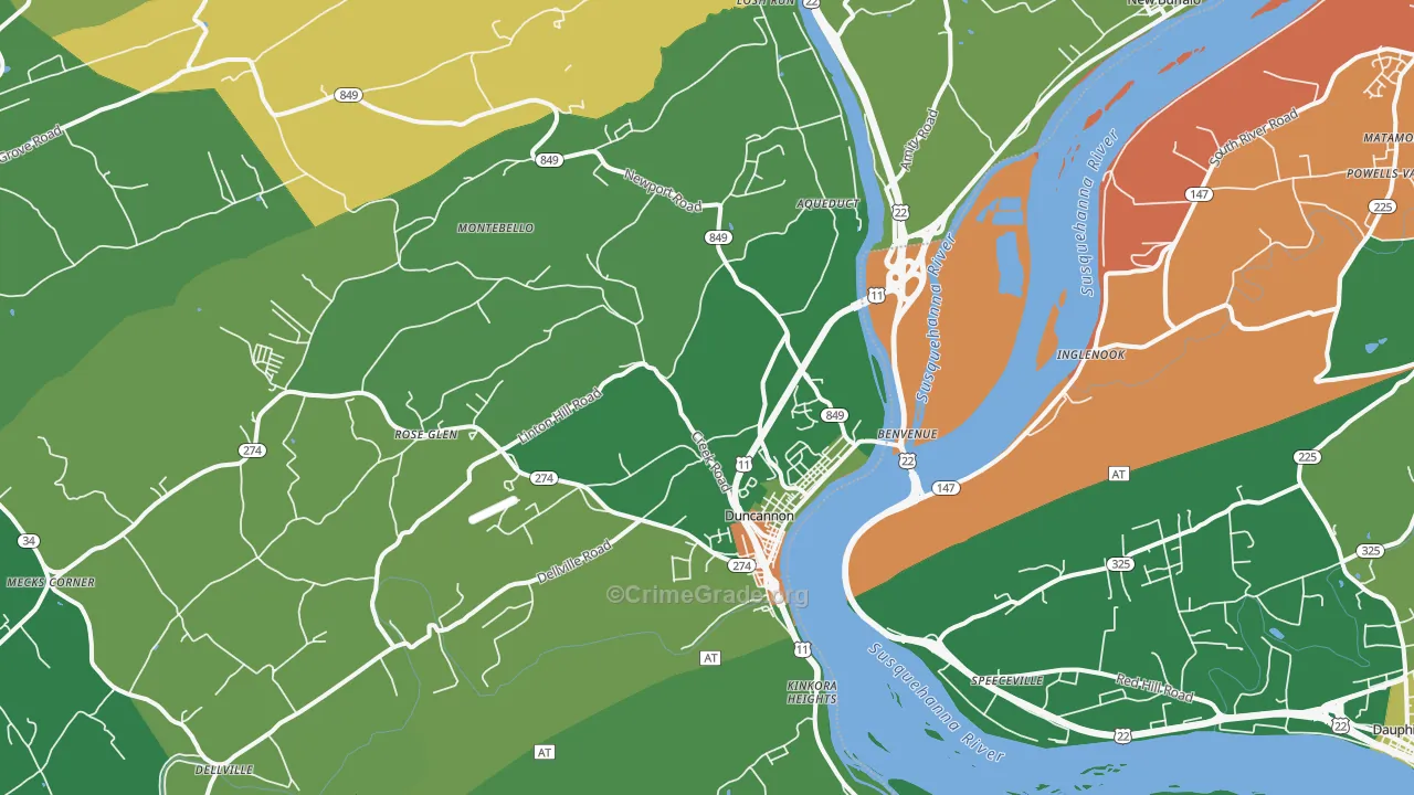17020, PA Map of Theft Rates