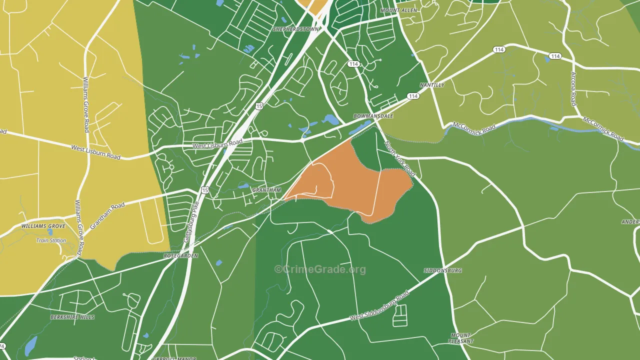 17027, PA Map of Theft Rates