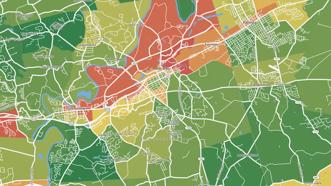 17033, PA Map of Theft Rates