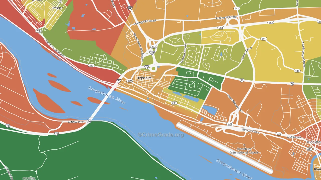 17034, PA Map of Theft Rates