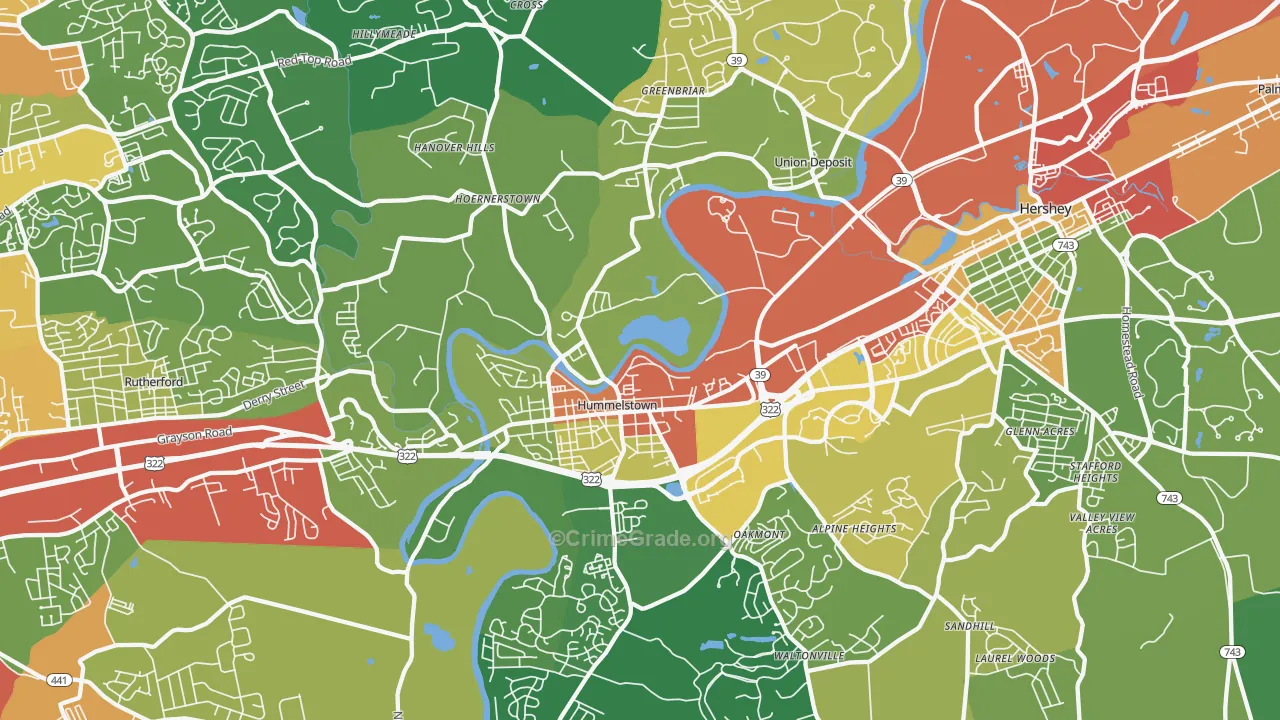 17036, PA Map of Theft Rates