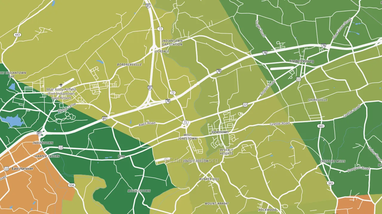 17038, PA Map of Theft Rates