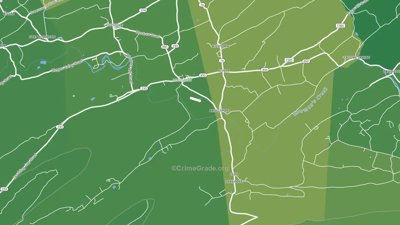 17040, PA Map of Theft Rates