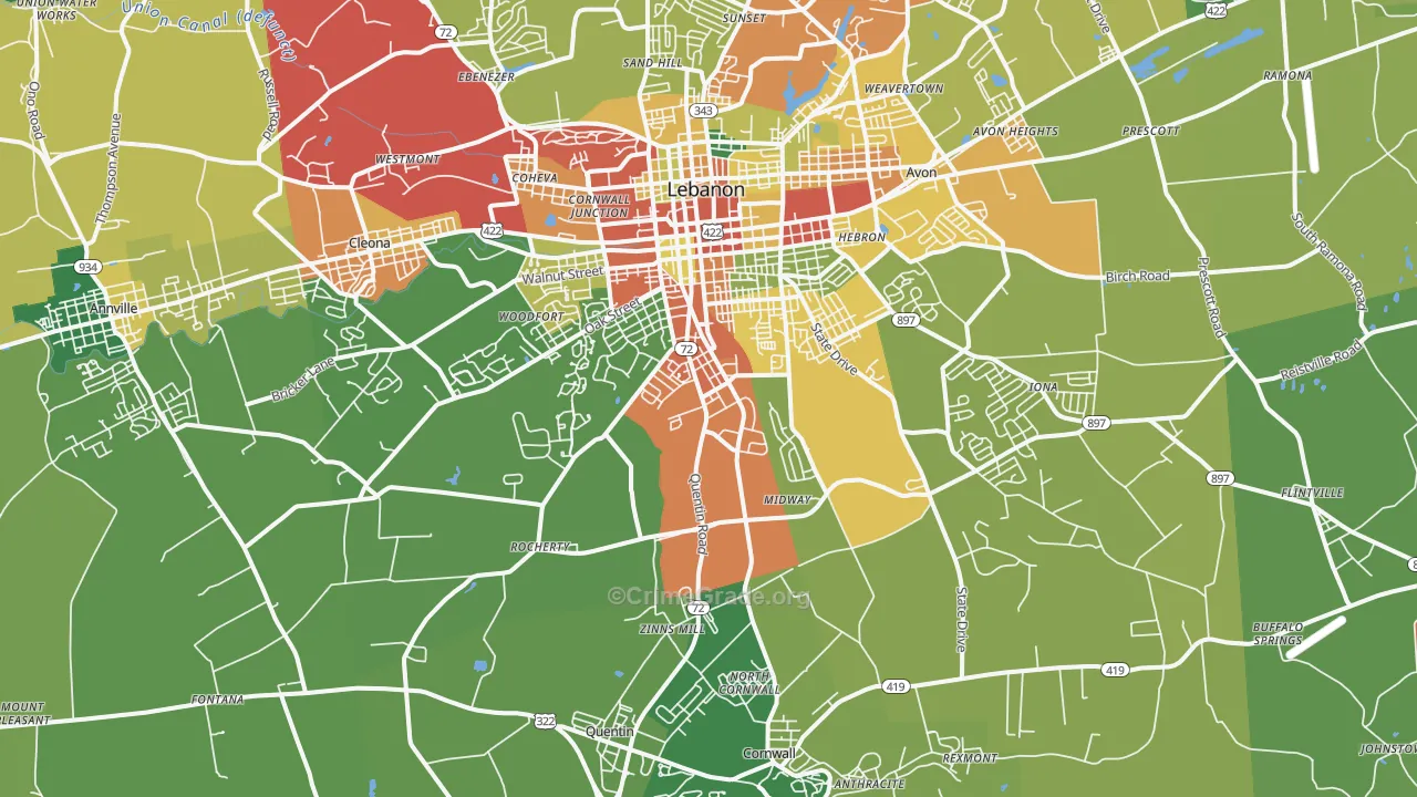 17042, PA Map of Theft Rates