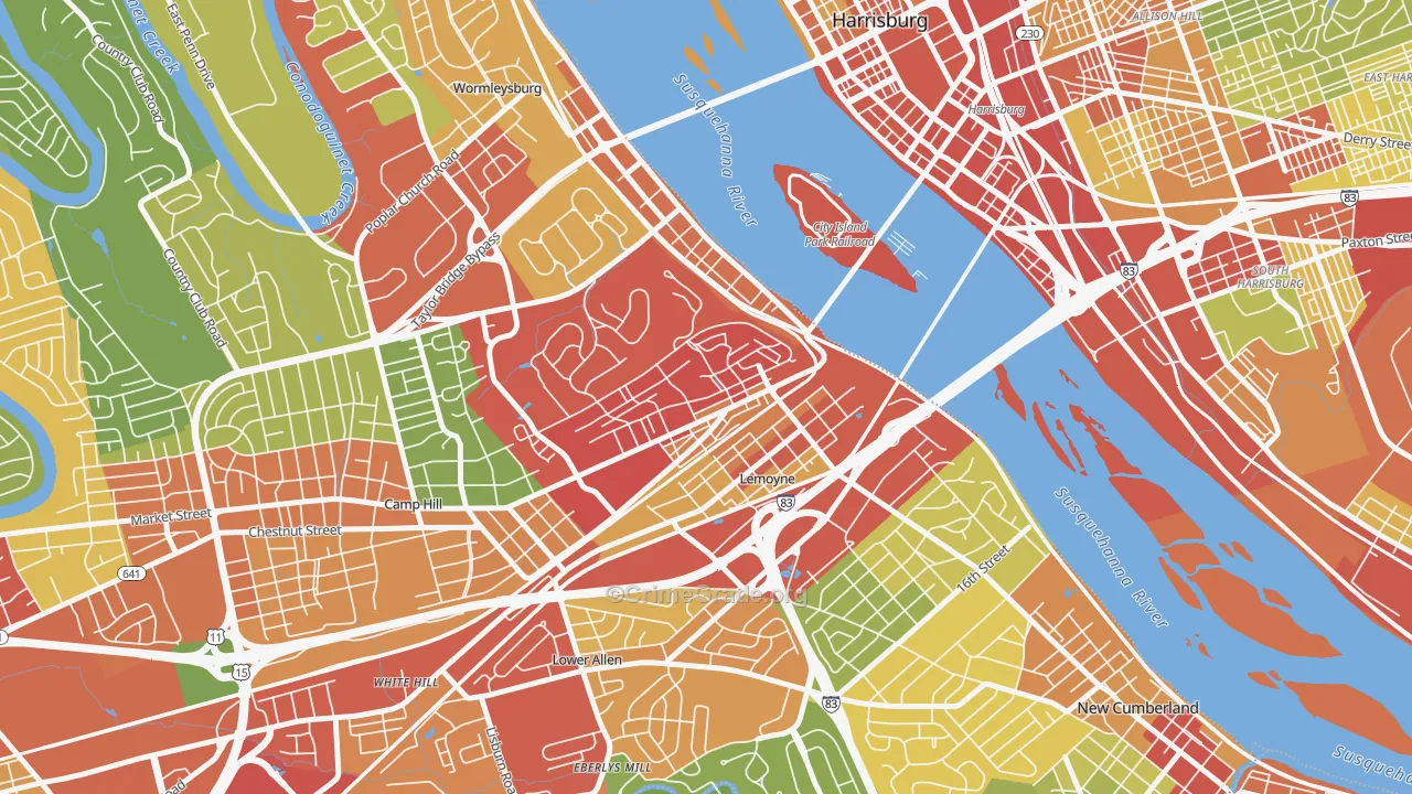 17043, PA Map of Theft Rates