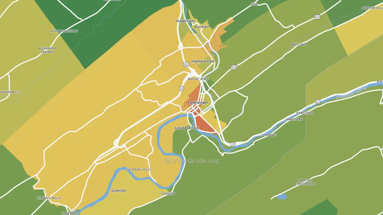 17044, PA Map of Theft Rates