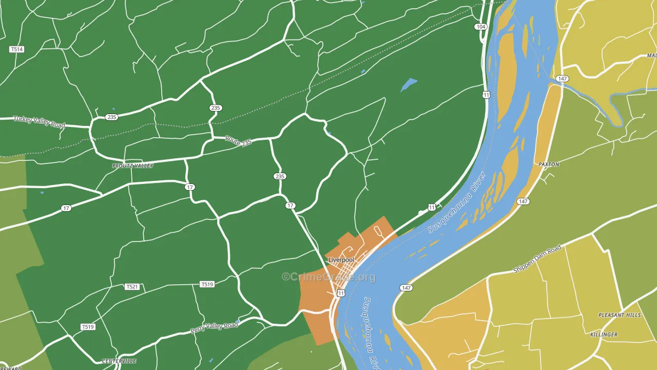 17045, PA Map of Theft Rates