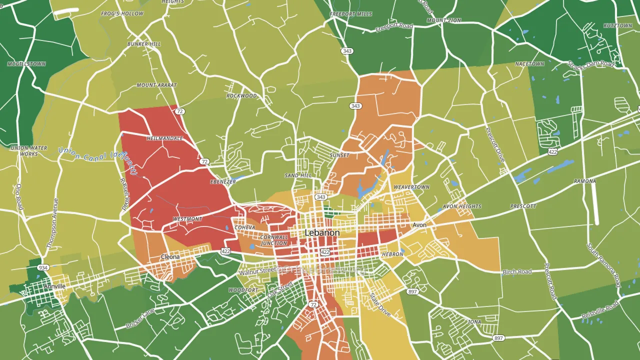 17046, PA Map of Theft Rates