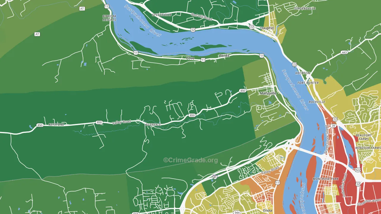 17053, PA Map of Theft Rates
