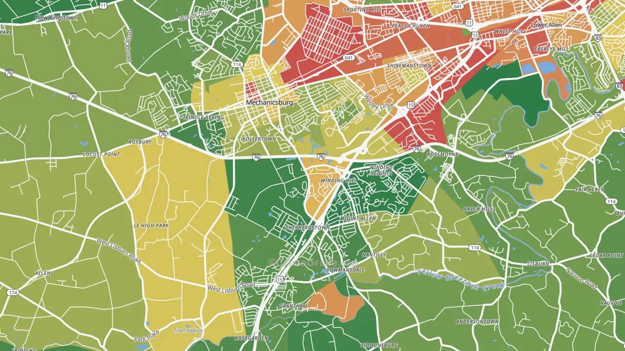 17055, PA Map of Theft Rates