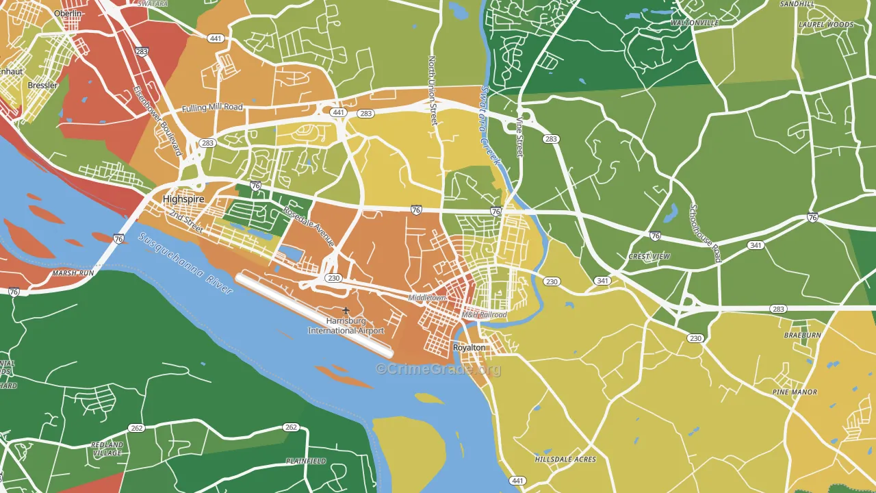 17057, PA Map of Theft Rates