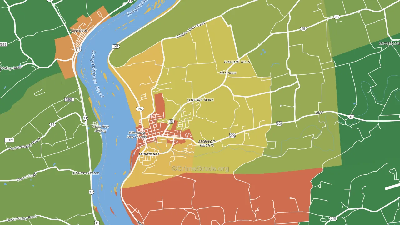 17061, PA Map of Theft Rates