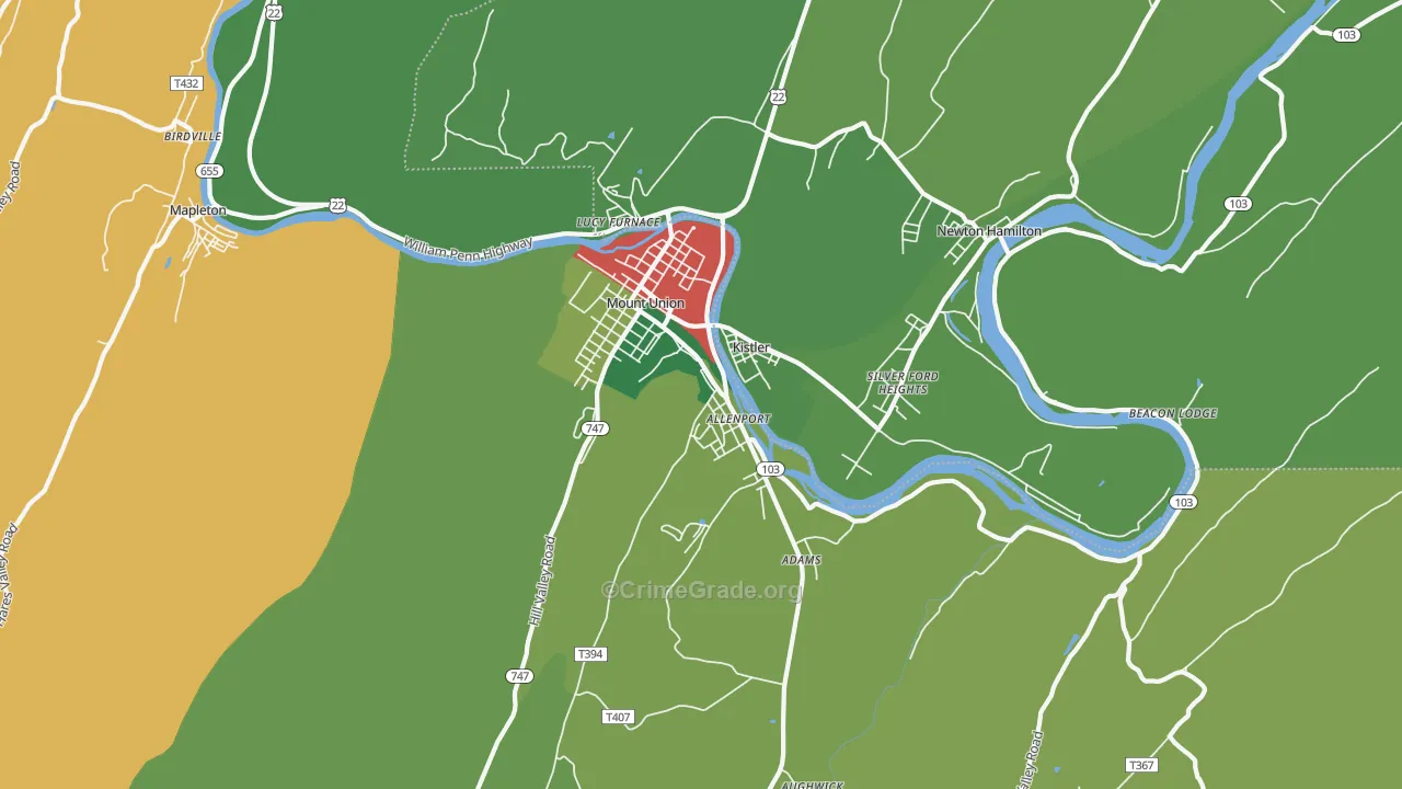 17066, PA Map of Theft Rates