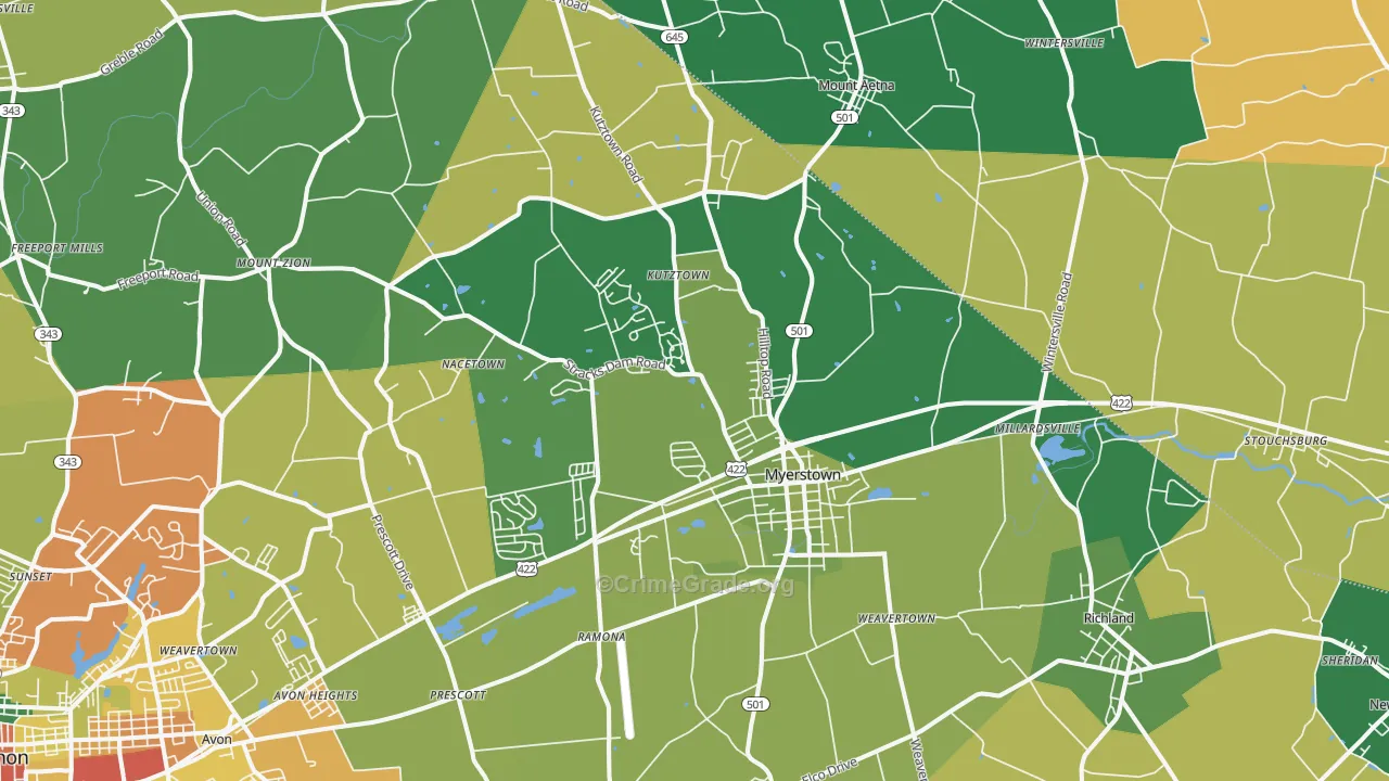 17067, PA Map of Theft Rates