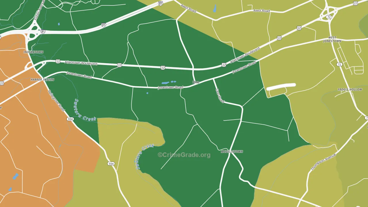 17077, PA Map of Theft Rates