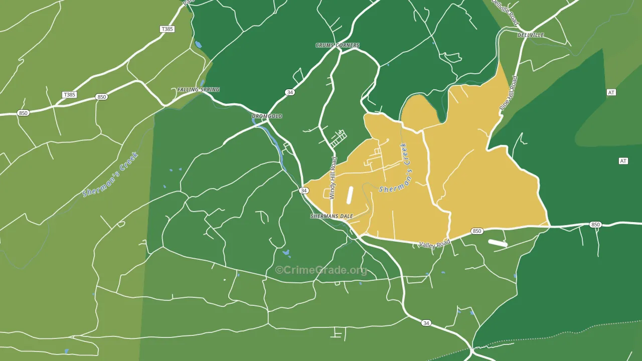 17090, PA Map of Theft Rates
