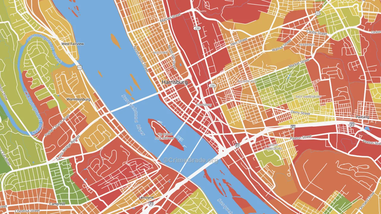 17101, PA Map of Theft Rates