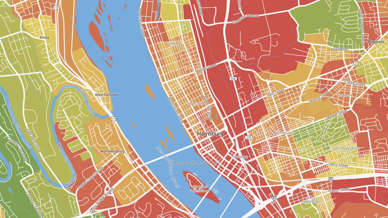 17102, PA Map of Theft Rates