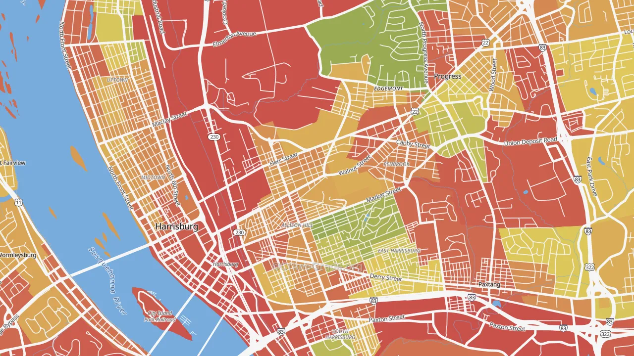17103, PA Map of Theft Rates