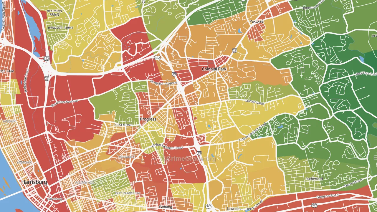 17109, PA Map of Theft Rates