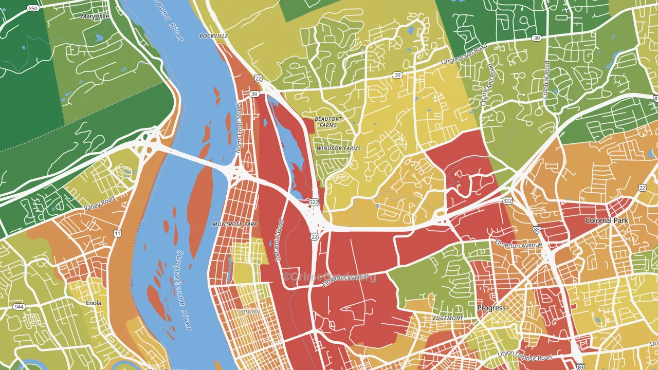 17110, PA Map of Theft Rates