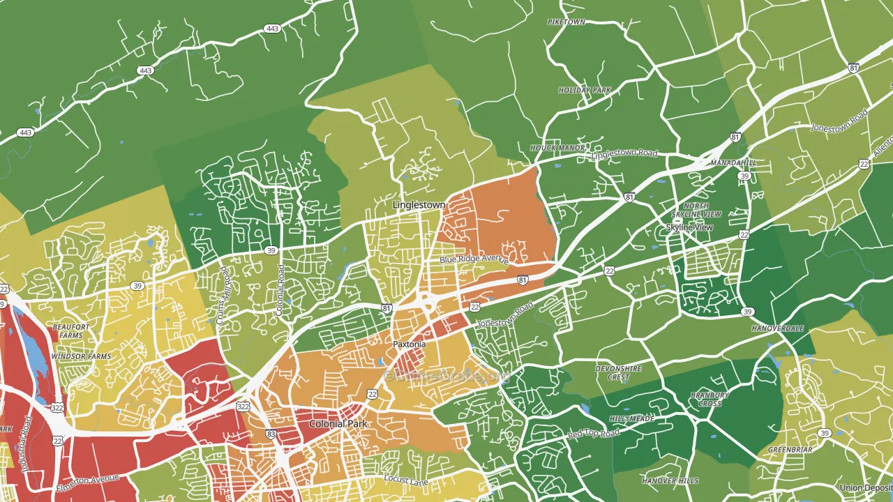 17112, PA Map of Theft Rates