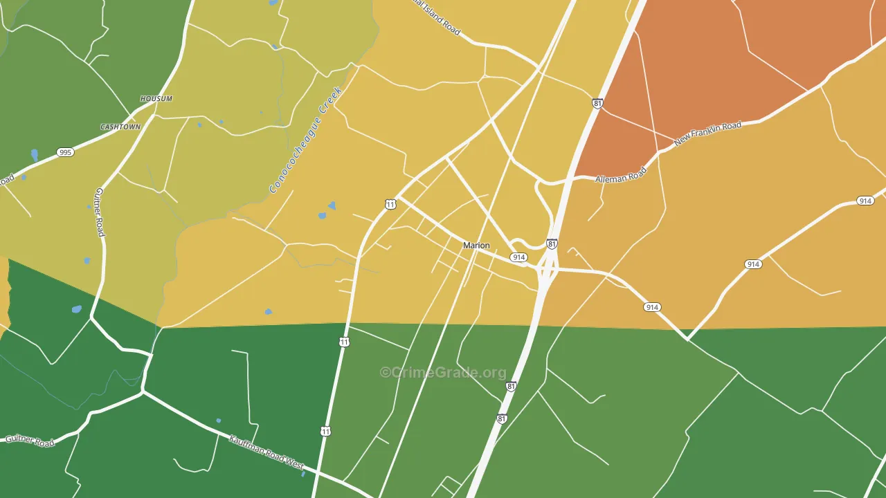 17235, PA Map of Theft Rates