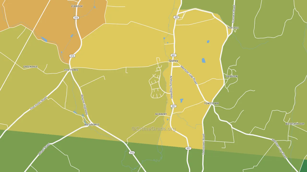 17247, PA Map of Theft Rates