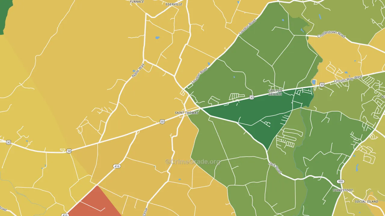 17252, PA Map of Theft Rates