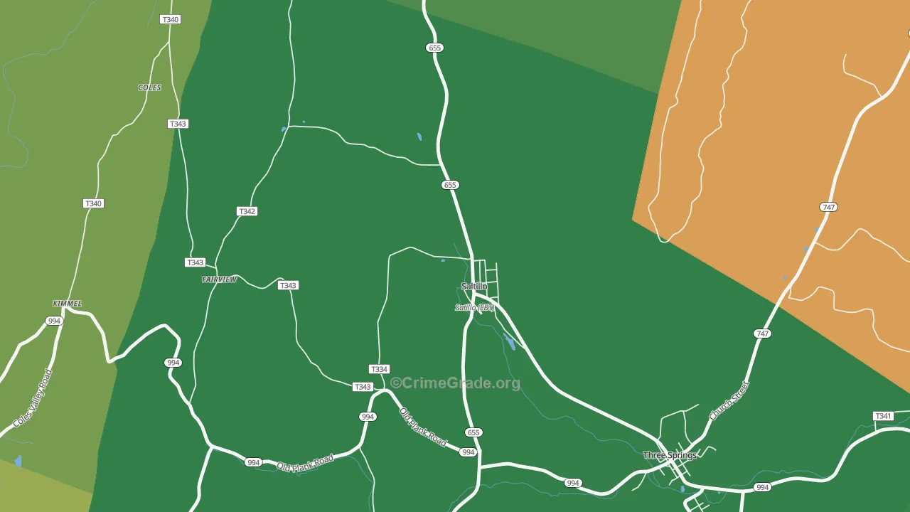 17253, PA Map of Theft Rates