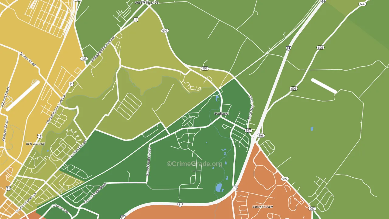 17254, PA Map of Theft Rates