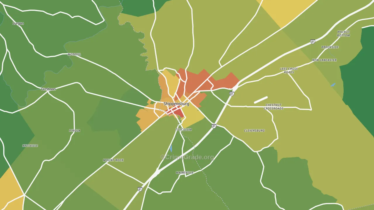17257, PA Map of Theft Rates
