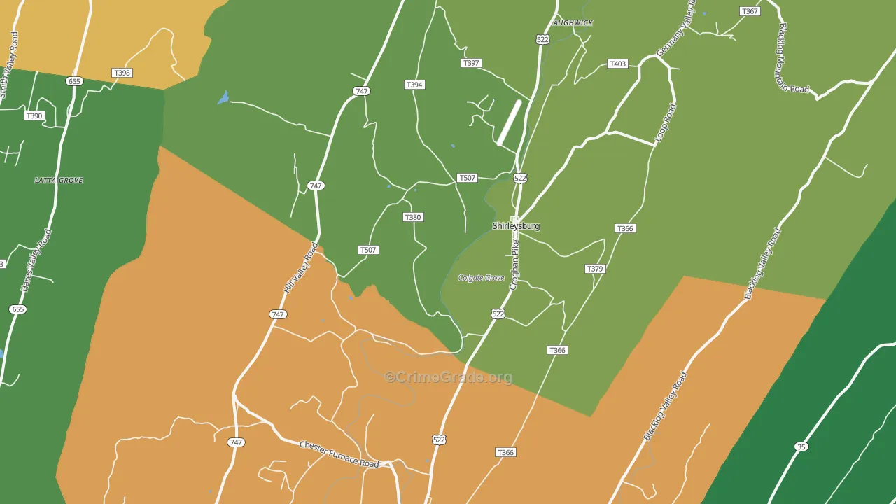 17260, PA Map of Theft Rates