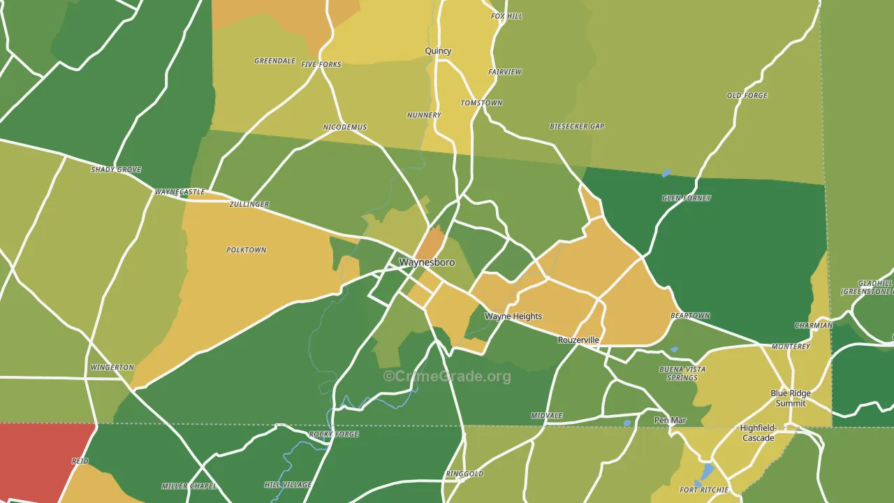 17268, PA Map of Theft Rates