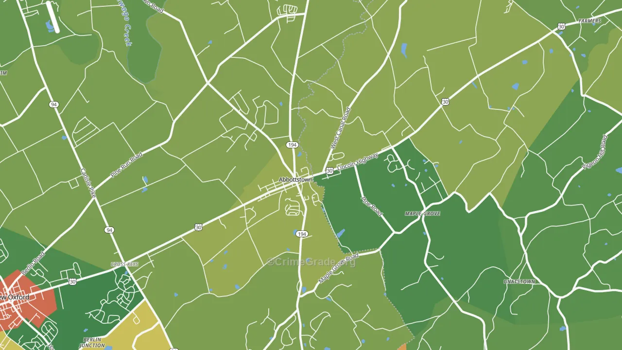 17301, PA Map of Theft Rates