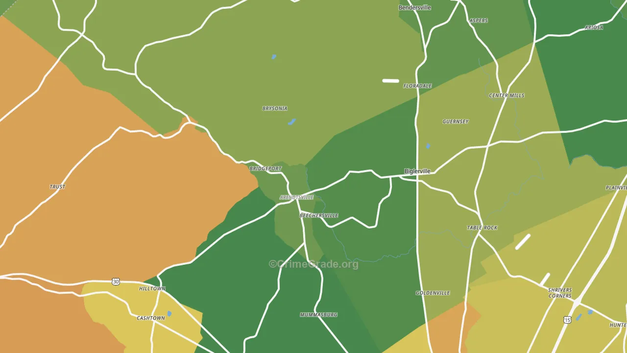 17307, PA Map of Theft Rates