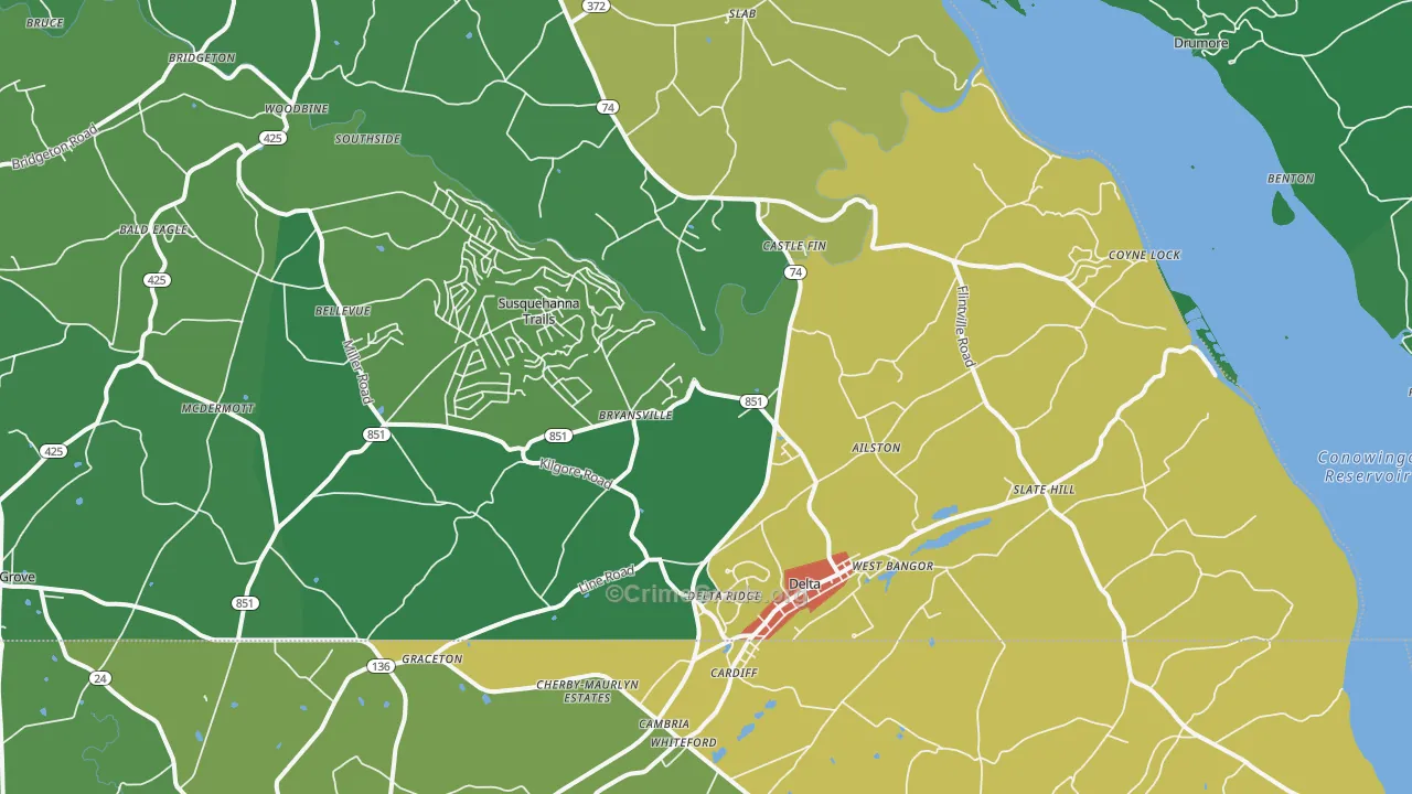 17314, PA Map of Theft Rates