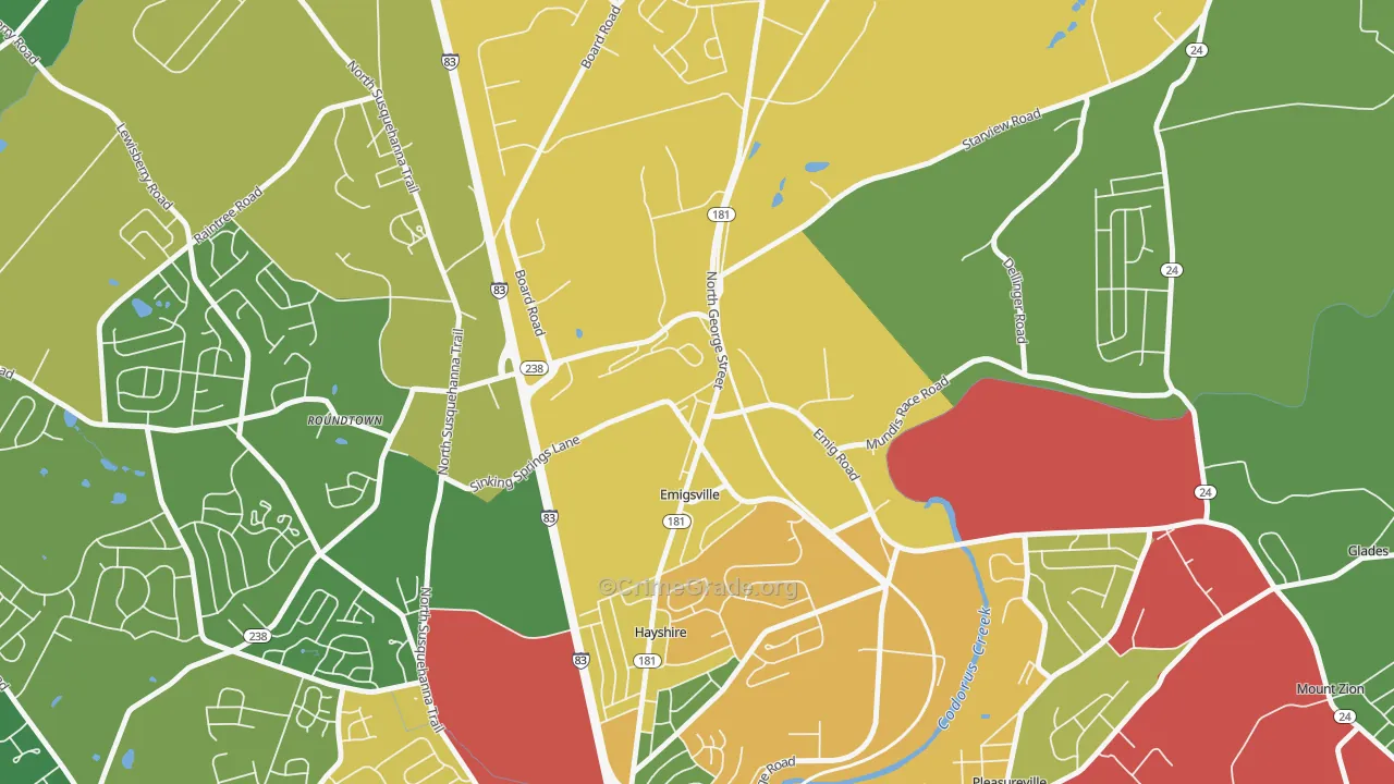 17318, PA Map of Theft Rates