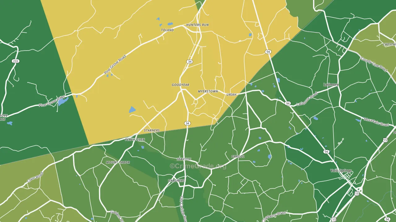17324, PA Map of Theft Rates