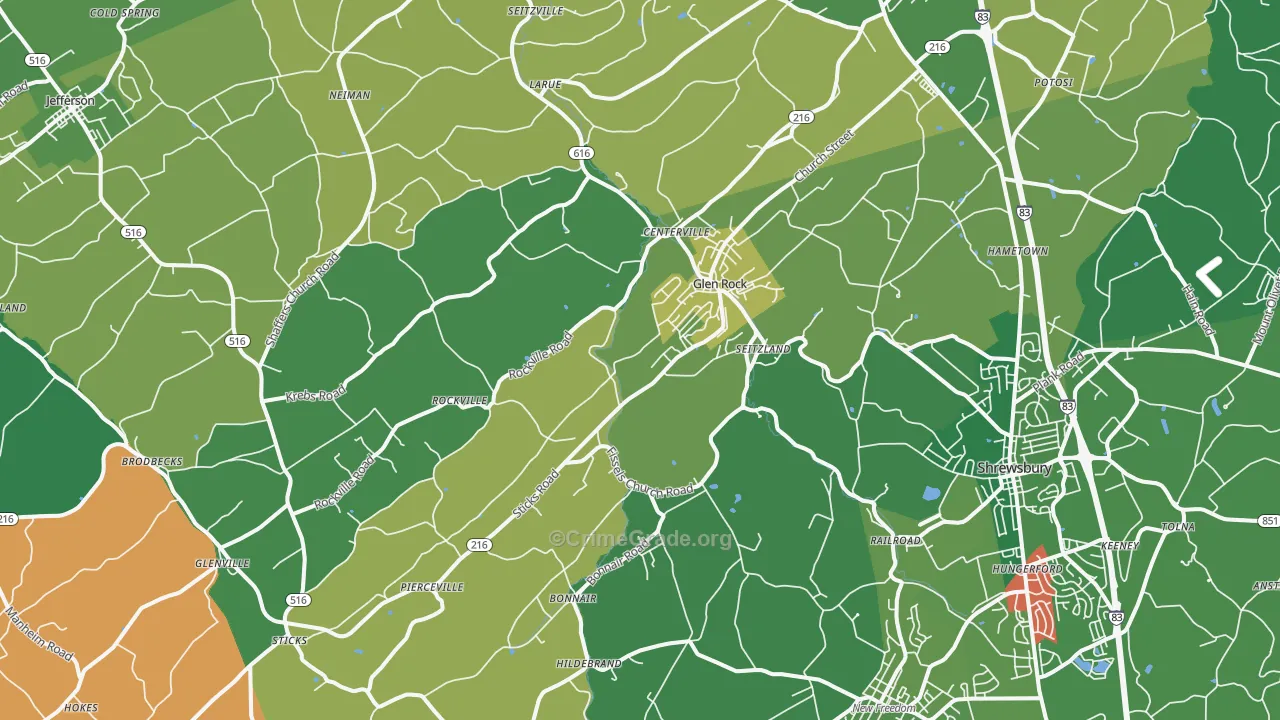 17327, PA Map of Theft Rates