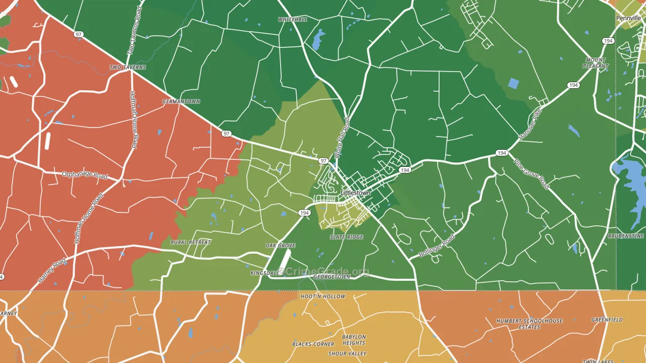 17340, PA Map of Theft Rates