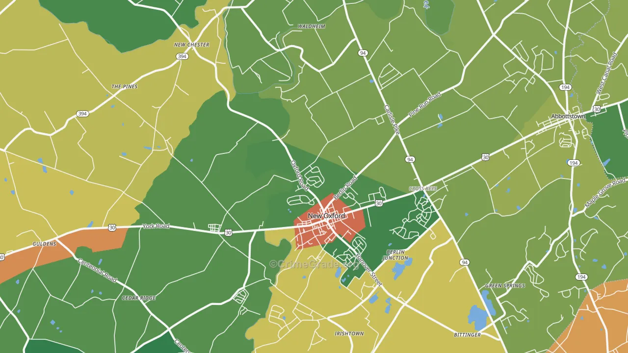 17350, PA Map of Theft Rates