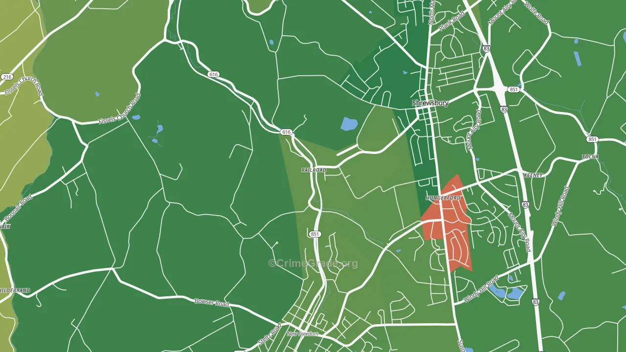 17355, PA Map of Theft Rates